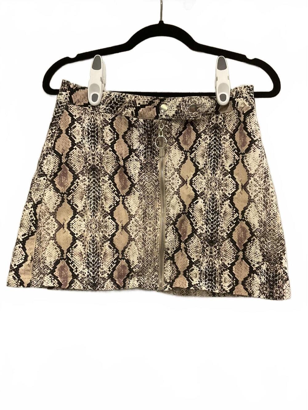 ALTARD STATE Womens Snake Print ZIP Up Mini Skirt Size Medium